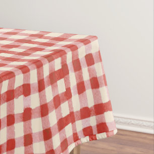 Toalha De Mesa Chá de Bebê Xadrez Aquarela Rosa Simples Vermelho