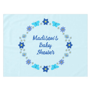 Toalha De Mesa Chá de fraldas de Borboletas e Flores Blue Baby Bo