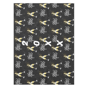 Toalha De Mesa Champanhe Dourado Vidro Negro Confetti Moderno Ta
