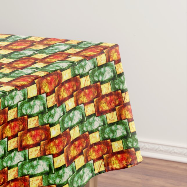 Toalha De Mesa Chapas retangulares esculpidas e manchadas, verdes (Posição Original)