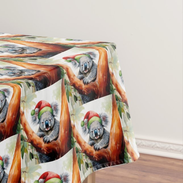 Toalha De Mesa Chapéu de Natal Koala Santa sentado em Gumtree (Posição Original)