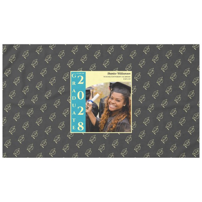 Toalha De Mesa Charcoal Modern Graduation Photo Cap Pattern (Frente (Horizontal))