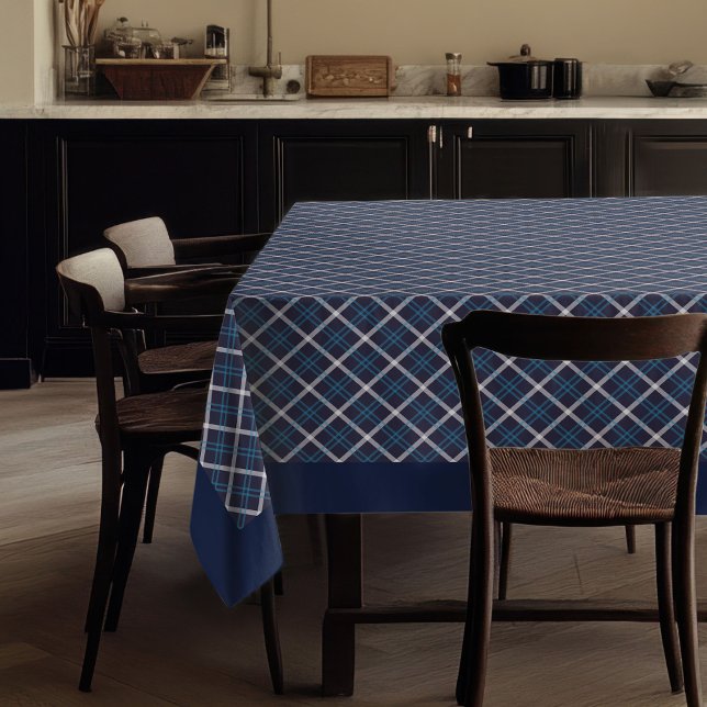 Toalha De Mesa Charme Clássico de Tablecloth de Xadrez de Marinho (Classic Navy Plaid Tablecloth Farmhouse Charm)