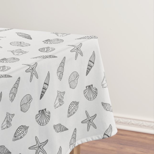 Toalha De Mesa Charme Costeiro Cinza Oceano (Posição Original)