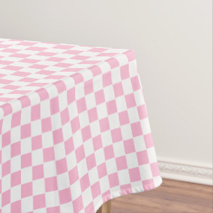 Toalha De Mesa Chás de fraldas brancos cor-de-rosa com verifica