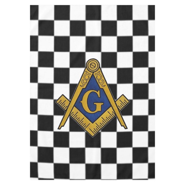 Toalha De Mesa Checkers Masonic Freemasons Square e Compass (Frente)