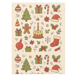 Toalha De Mesa Cheerful Christmas Doodle Pattern