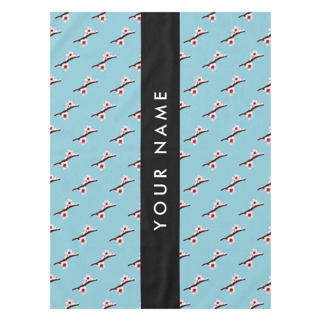 Toalha De Mesa Cherry Blossom, Pink Sakura, Seu Nome (Frente)