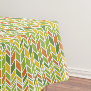 Toalha De Mesa Chevron Laranja e Verde Retroativo Zig-Zag