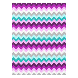 Toalha De Mesa Chevrons Brancos Roxos Pequenos