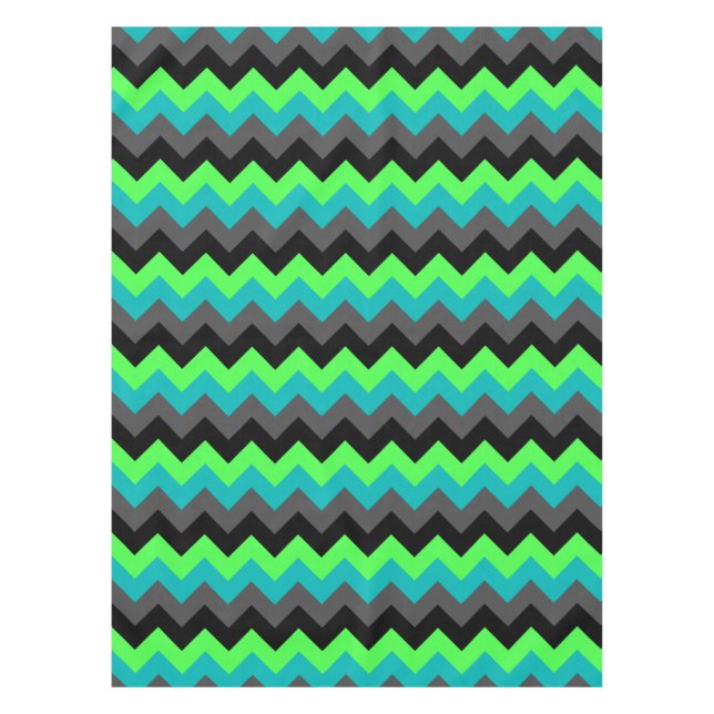 Toalha De Mesa Chevrons Verdes Pretos - Tabletlota Pequena (Frente)