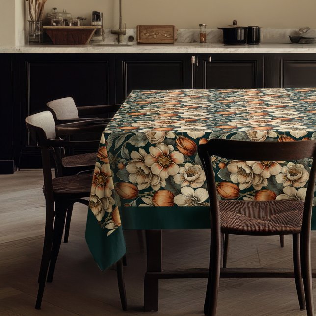 Toalha De Mesa Chic fall terracotta ivory flores pastel azul (Chic fall terracotta ivory flowers pastel blue tablecloth)