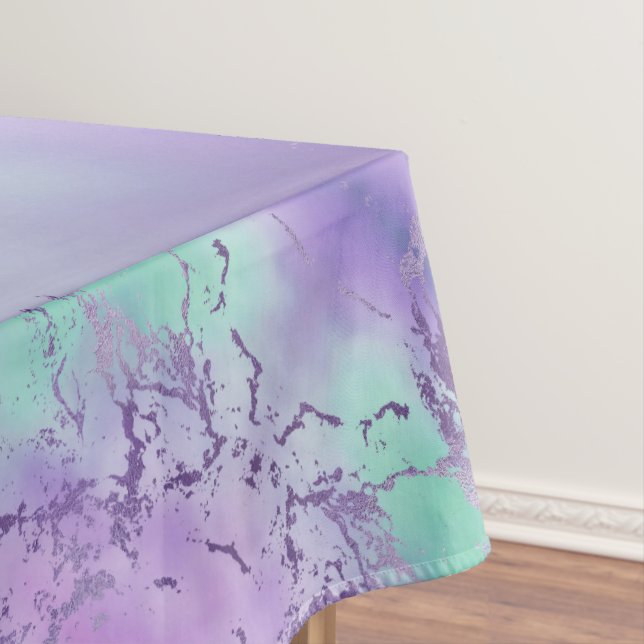 Toalha De Mesa Chic Marble | Lavanda Roxo e Mint Verde (Posição Original)