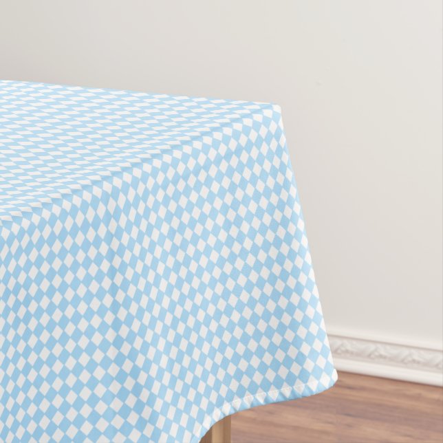 Toalha De Mesa Chic Moderno com Padrão de Verificação Branco Azul (Posição Original)