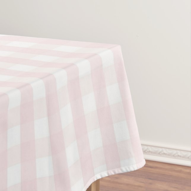 Toalha De Mesa Chic Retro Pastel Pink Gingham Pattern Spring (Posição Original)