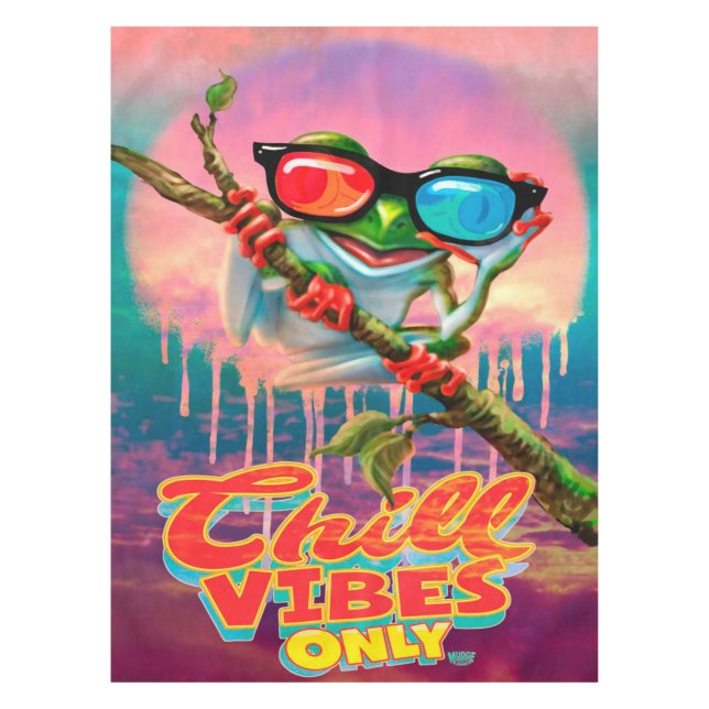 Toalha De Mesa Chill Vibes Frog 3D Glasses |  Frog Fleece Blanket (Frente)