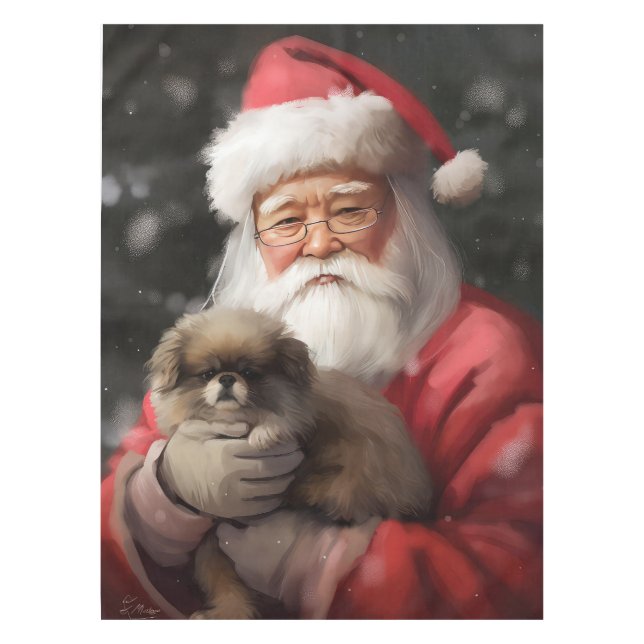 Toalha De Mesa Chin Japonês com Papai Noel Natal Festivo (Frente)