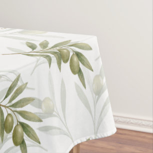 Toalha De Mesa Chique Aquarela de Oliveira Sábia Atemporal