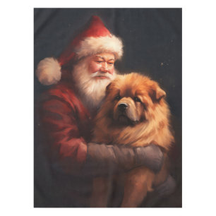 Toalha De Mesa Chow Chow com Papai Noel Natal Festivo