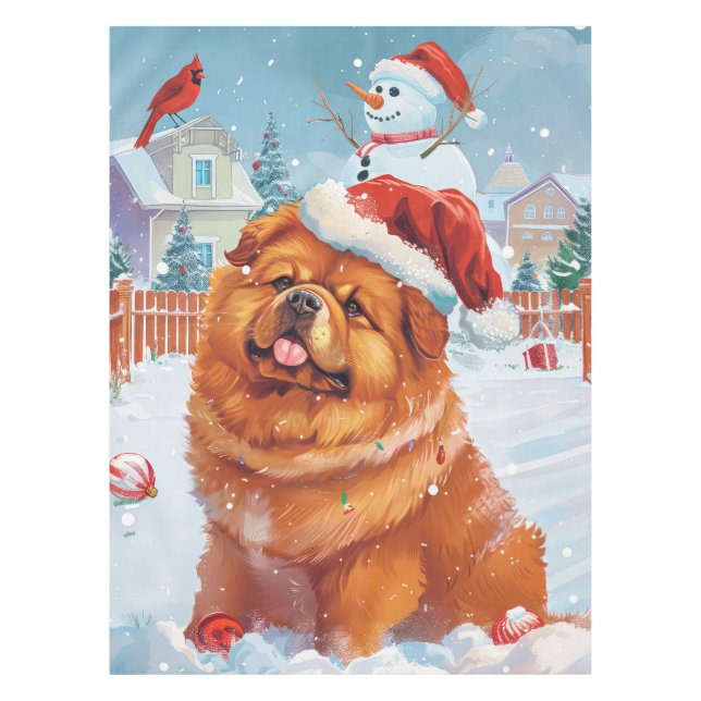Toalha De Mesa Chow Chow Winter Wonderland Natal Joy (Frente)