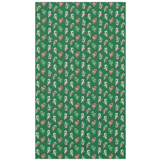 Toalha De Mesa Christmas Candy Canes with Bows - Green (Frente)