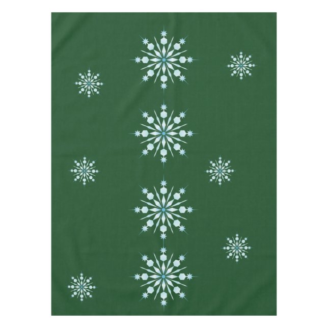 Toalha De Mesa Christmas Green Tablecloth with Snowflake Pattern (Frente)