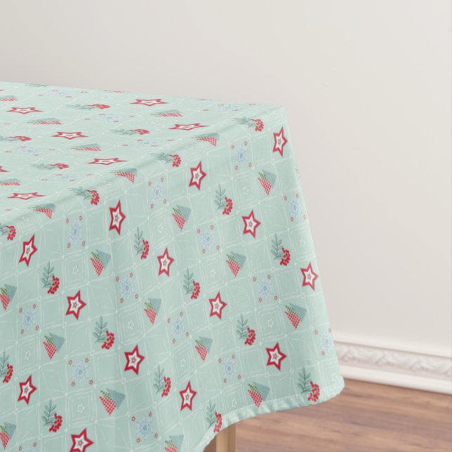 Toalha De Mesa Christmas, trees, snowflakes, stars, colorful (Posição Original)