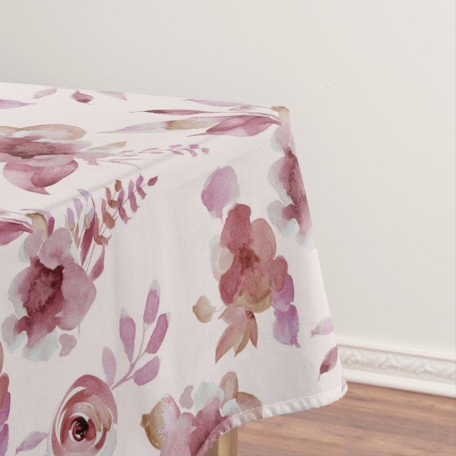 Toalha De Mesa Chuva de Bebê Menina Floral Chic Rosa Malva Elegan (Posição Original)
