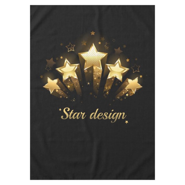 Toalha De Mesa Cinco estrelas douradas a preto (Frente)