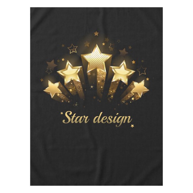 Toalha De Mesa Cinco estrelas douradas a preto (Frente)