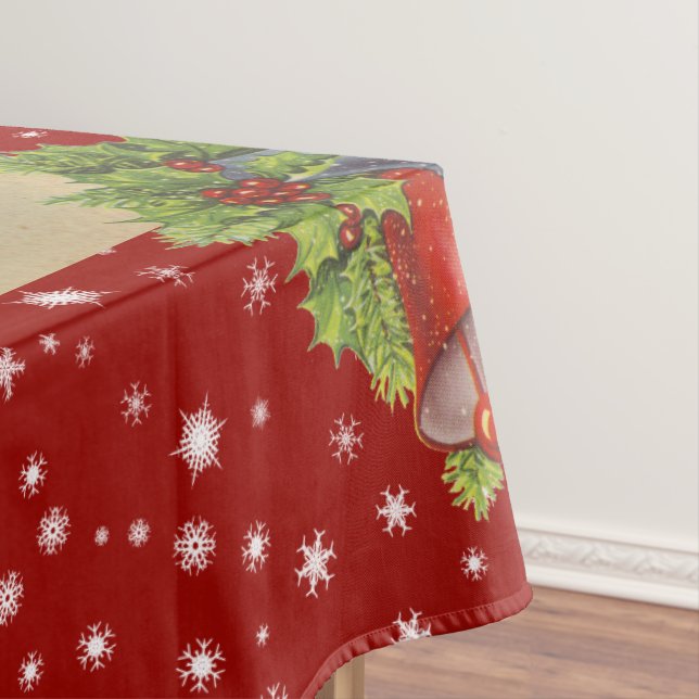 Toalha De Mesa Cintos de Natal Vermelho (Posição Original)