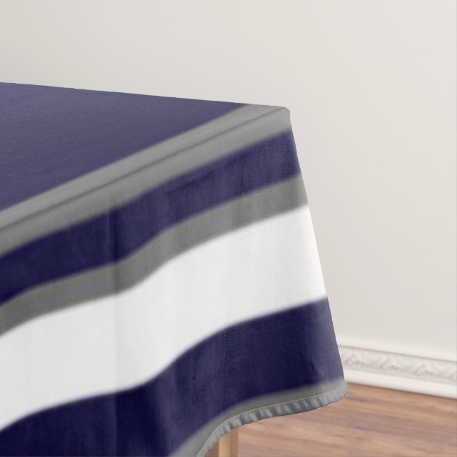 Toalha De Mesa Cinza azul e tecido de Mesa da faixa branca (Posição Original)