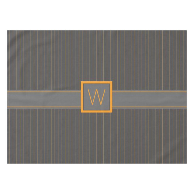 Toalha De Mesa Cinza com Pinstripes Laranja Tablecloth (Frente (Horizontal))