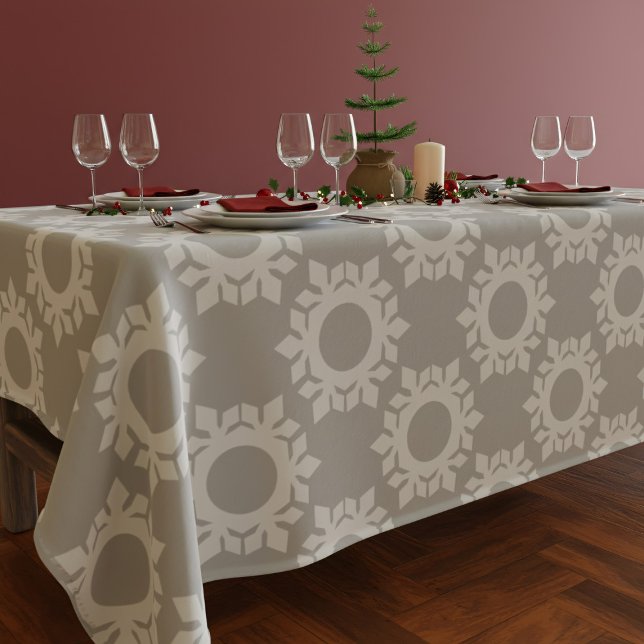 Toalha De Mesa Cinza de Floco de Neve Moderno Tablecloth de Natal (A bold snowflake pattern tablecloth that makes your festive table!)