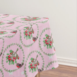 Toalha De Mesa Cinza Estrela Vermelha Rosa Robin Wreath Natal