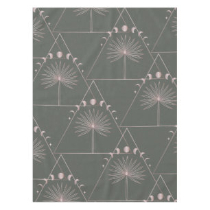 Toalha De Mesa Cinza Rosa Dourada Palm Folha Moon Fases de Arte
