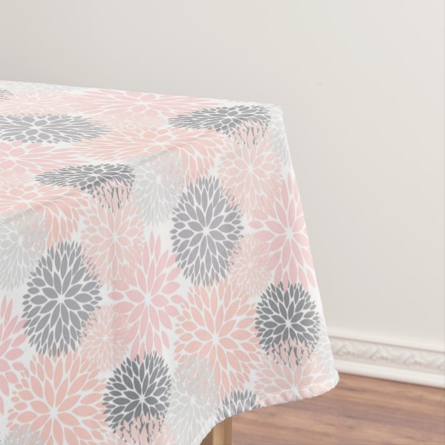 Toalha De Mesa Cinza Rosa Elegante Dahlia Floral (Posição Original)