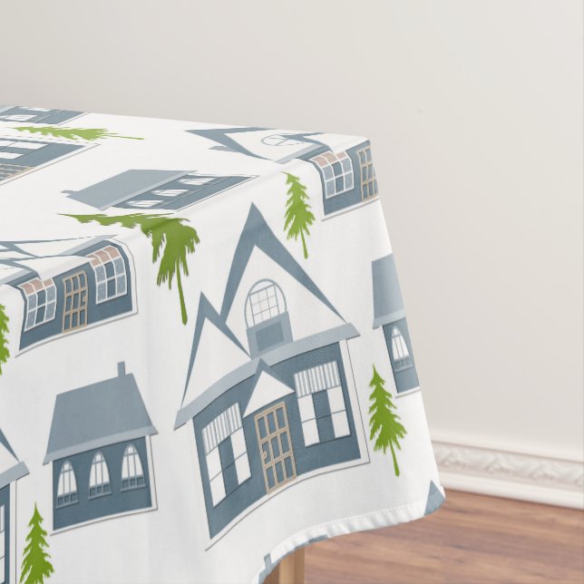 Toalha De Mesa Cinzas de inverno de Natal abrigam árvores verdes (Posição Original)