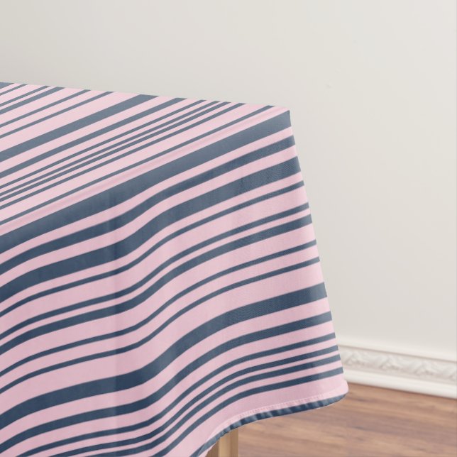 Toalha De Mesa Cinzas profundas, azuis e riscas rosa (Posição Original)