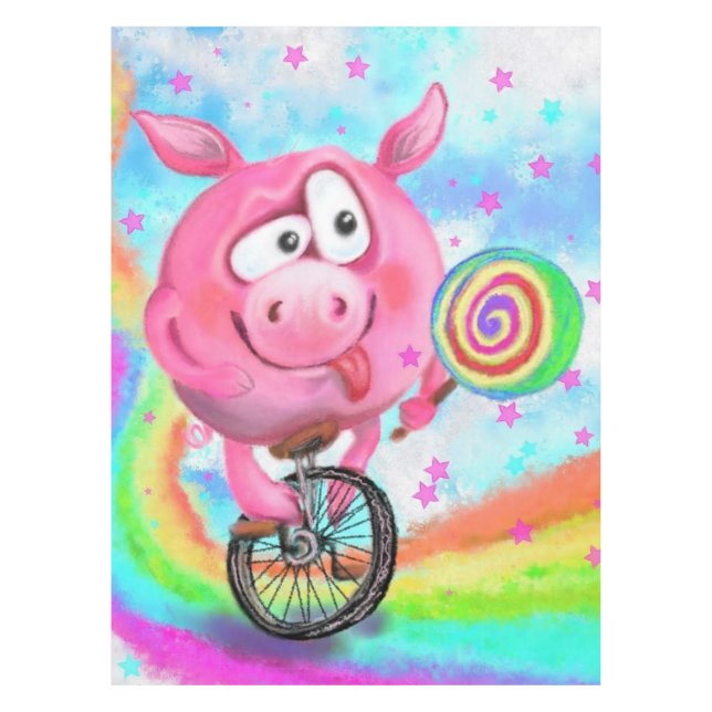 Toalha De Mesa Circo Feliz Acrobat Piggy Cyclist Lices Lollipop (Frente)