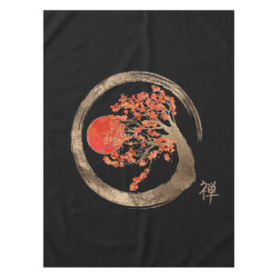 Toalha De Mesa Círculo de Enso do zen e árvore dourada de Sakur