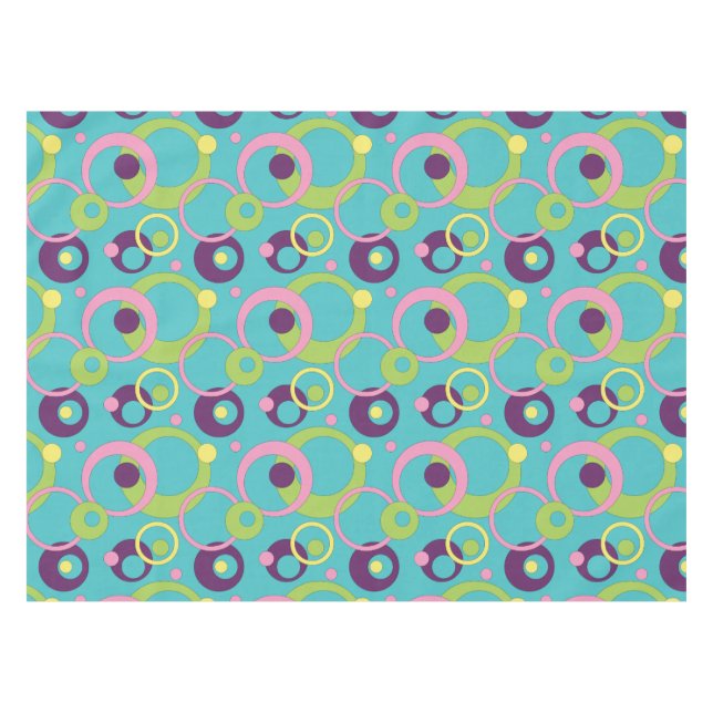Toalha de Mesa Círculos Azuis Funky (Frente (Horizontal))