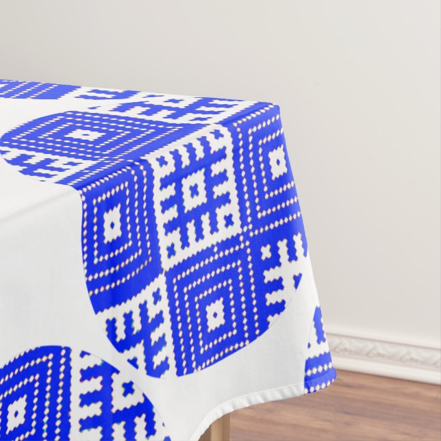Toalha De Mesa Círculos de Círculo Azul do Padrão de Folha (Posição Original)