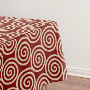 Toalha De Mesa Círculos Espirais Abstratos Bege Dourado em Marrom