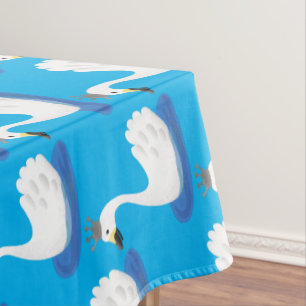 Toalha De Mesa Cisne branco bonito com desenho animado