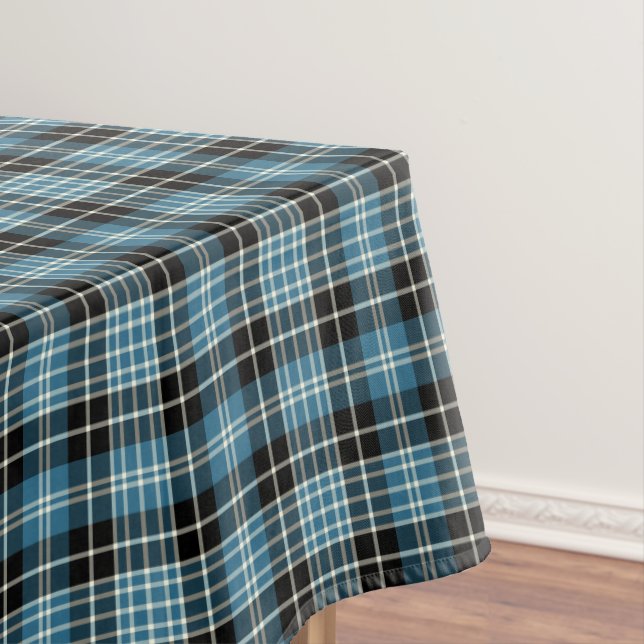 Toalha De Mesa Clan Clark Bright Blue, Black and White Tartan (Posição Original)