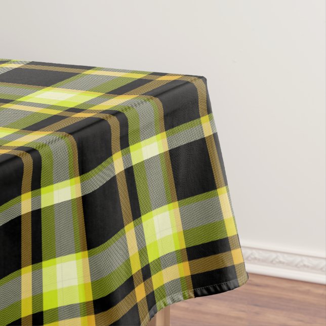 Toalha De Mesa Classic Yellow Black Plaid Pattern Retro Tartan  (Posição Original)