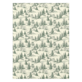 Toalha De Mesa Clássico Verde e Cream Toile Natal francês