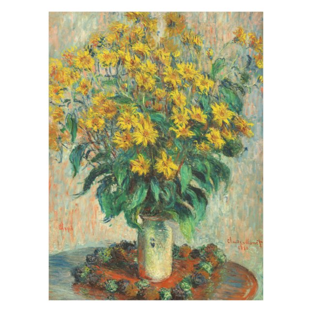 Toalha De Mesa Claude Monet - Flores de Alcachofra de Jerusalém (Frente)