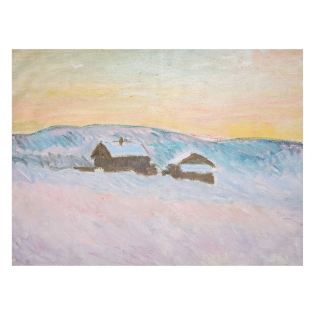 Toalha De Mesa Claude Monet - Paisagem Noruega, Casas Azuis (Frente (Horizontal))